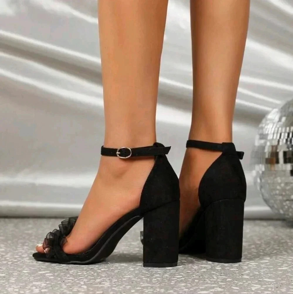 Women's High Heel Sandals Open Toe Chunky Heels Party Shoes Comfortable And Chic - Picture 2 of 5